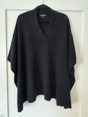 Halogen Black V-Neck Poncho Sweater